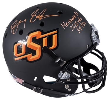 Barry Sanders Signed & Inscribed Oklahoma State Replica Helmet (Schwartz)